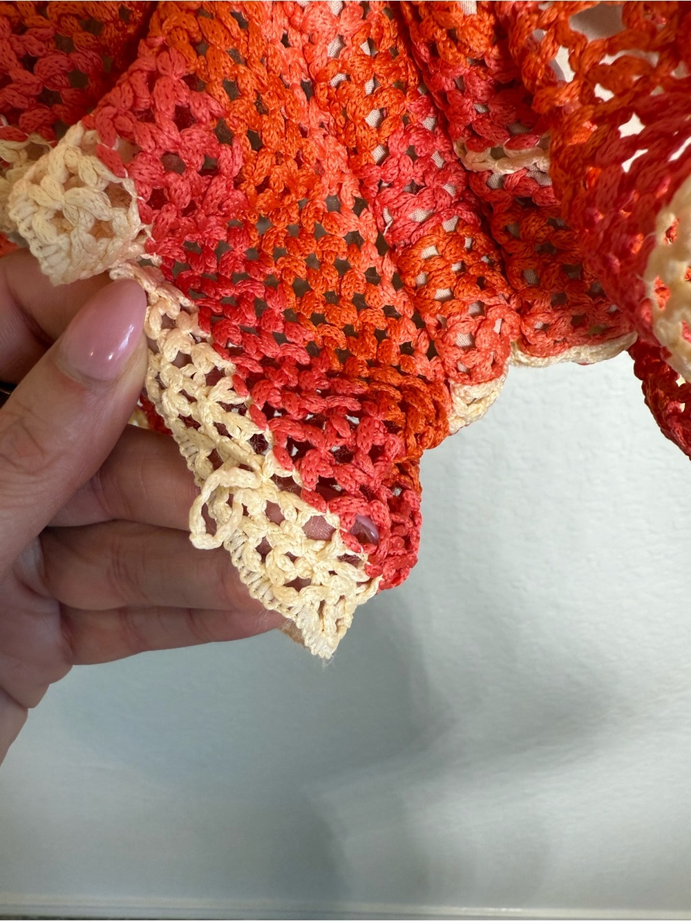 PatBO Orange and Cream Crochet Puff-Sleeve Crop Top & Ruffle Shorts Set - Picture 16 of 16